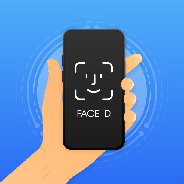 具有人脸识别功能的手持智能手机。移动面部识别的概念。矢量插图。图片下载
