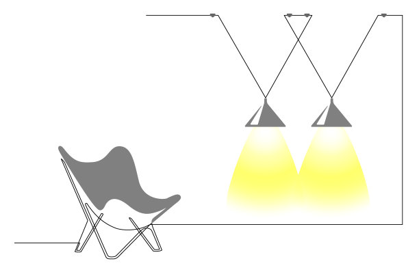 室内有扶手椅和台灯。客厅单线画，现代家具和灯罩可编辑的笔画。Handdraw轮廓。横幅的模板。涂鸦向量图片下载