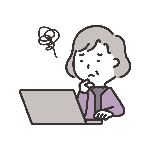 一位老妇人一边看着电脑一边忧心忡忡图片下载