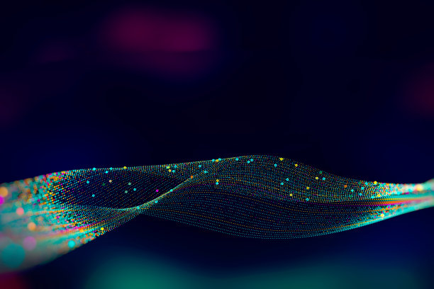 抽象的技术背景，充满活力的颜色与模糊。未来高科技旗帜。图片下载