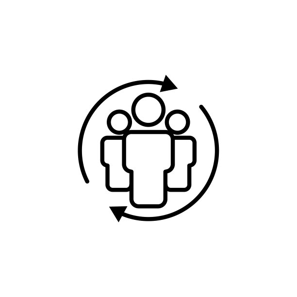 圆圈箭头线图标与人。企业的象征。简单的插图移动概念应用程序线图标和网页设计。可编辑的中风。设计模板向量图片下载