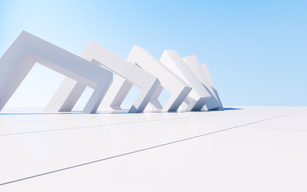 白色抽象几何建筑，3d渲染。图片下载