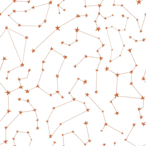 无缝的图案来自黄道带的星座。孤立在白色背景上。图片下载