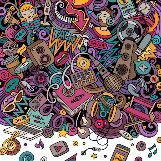 卡通矢量涂鸦讲故事的框架图片下载