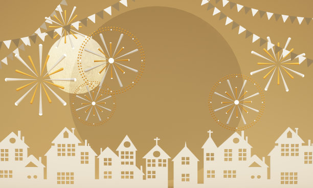 泰国泼水节。芭蕉叶材料和粉色莲花设计与满月与讲台上的泰国寺庙和房子在夜晚的河流黄金背景。3 d渲染图图片下载