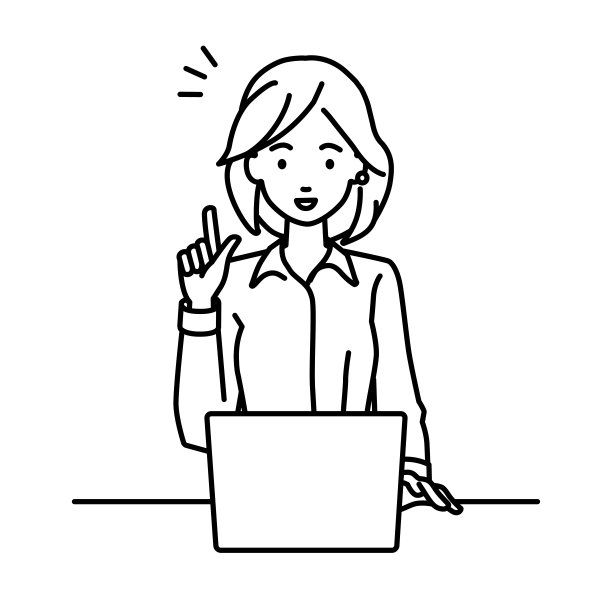 一名穿着衬衫工作风格的妇女用笔记本电脑在她的桌子上用手指着手势获取灵感图片下载