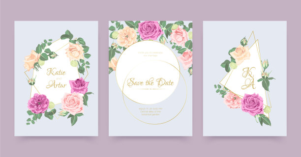 婚礼卡片。订婚邀请与浪漫玫瑰。夏天叶框架。婚礼卡片背景。优雅的Rsvp海报。婚姻以花为界。乡村的叶子。水彩婚礼卡片。图片下载