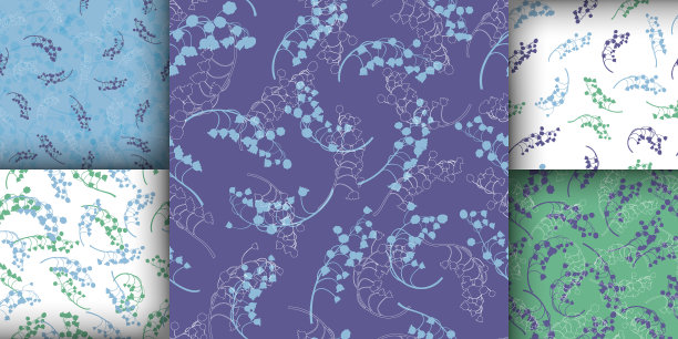 百合花无缝纺织印花。马甲花的芽。优雅的花织物。铃兰。浪漫花瓣的邀请。花卉图案。经典的铃兰。图片下载