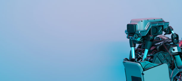 未来的横幅与机器人和复制空间为您的文本。人工智能，数字技术。数字智能世界元宇宙。有空闲空间的模板。Humanoide, cyborg。3 d渲染。图片下载