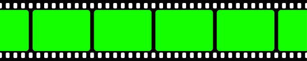 逼真的空白胶片带，相机卷。旧的复古电影院电影带与绿色色度关键背景。模拟录像和摄影。视觉特效合成。矢量图图片下载
