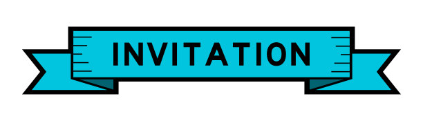 缎带标签横幅字邀请在白色背景上的蓝色图片下载