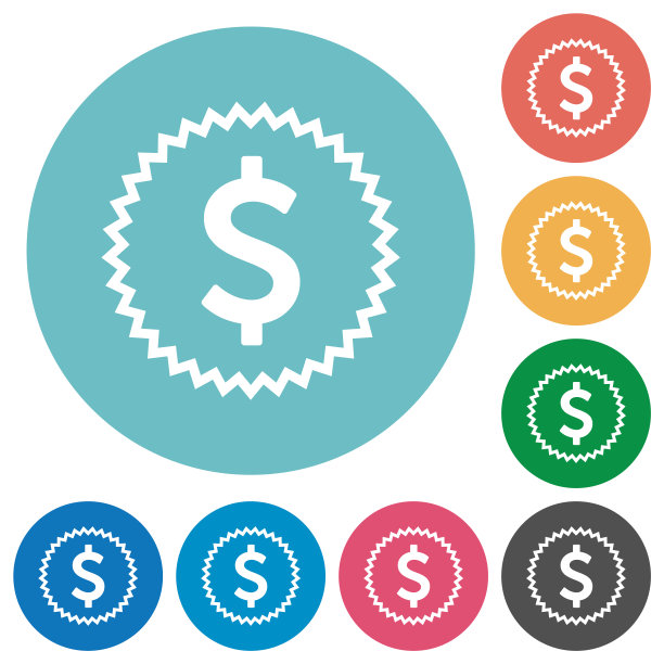美元贴纸交替平坦的圆形图标图片下载