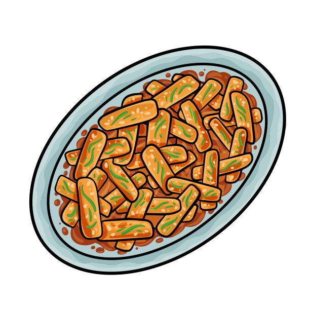 Tteokbokki。它通常由年糕和红辣椒酱制成。鱼饼、煮蛋、面条或炸饺子。韩国菜。图片下载