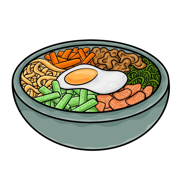 Dolsot-Bibimbap。拌饭的典型食材是米饭、炒蔬菜、煎鸡蛋、红辣椒酱和黄酱。韩国菜。图片下载