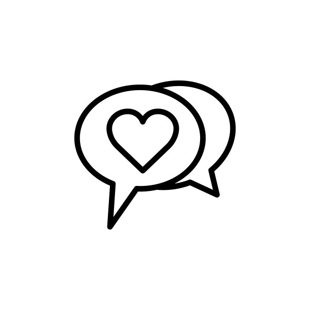 聊天线图标与心。爱的象征。简单的设计可编辑。设计模板向量图片下载