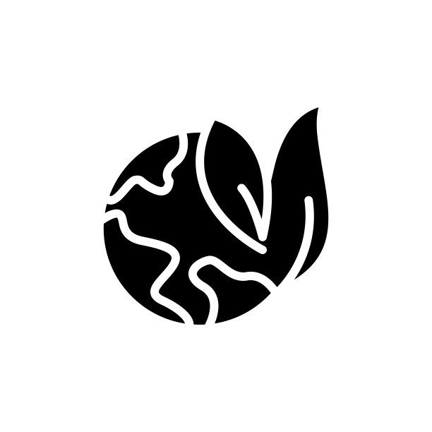 带叶子的地球图标。植树象征，湿地。简单的设计可编辑。设计模板向量图片下载