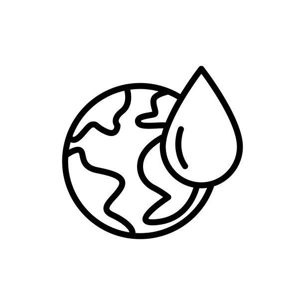 地球线图标与水滴。湿地图标。简单的设计可编辑。设计模板向量图片下载
