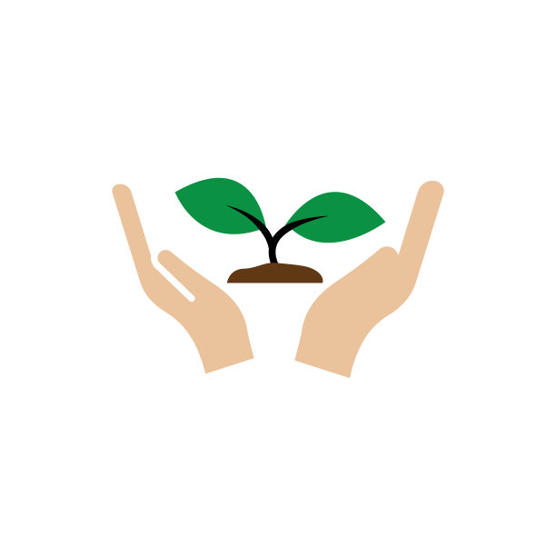 手平图标与植物。简单的设计可编辑。设计模板向量图片下载