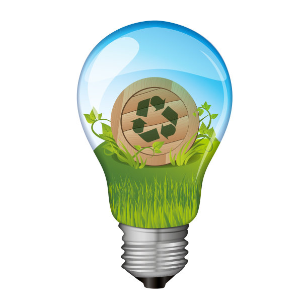 灯泡内部有自然景观插图，耗电设计图片下载