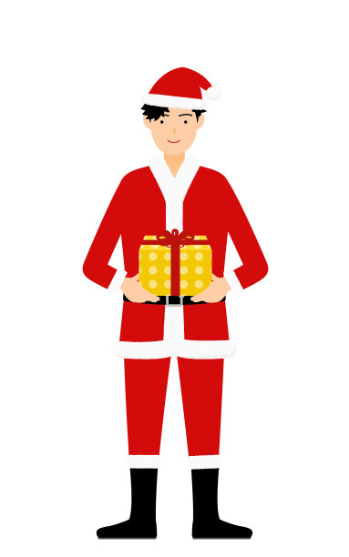 穿着圣诞老人的男人分发礼物图片下载