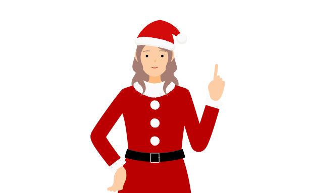 圣诞老人中的女人举起食指(指着)图片下载