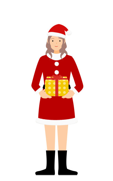 穿着圣诞老人衣服的女人分发礼物图片下载