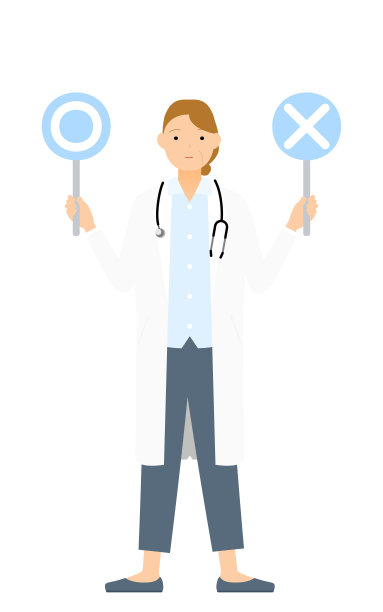 身着白大褂的资深女医生手持一根划掉的棍子，摆出与之相匹配的姿势图片下载