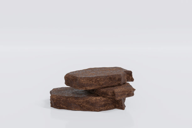 棕石粗板物展示台子。白色背景。3 d渲染。图片下载