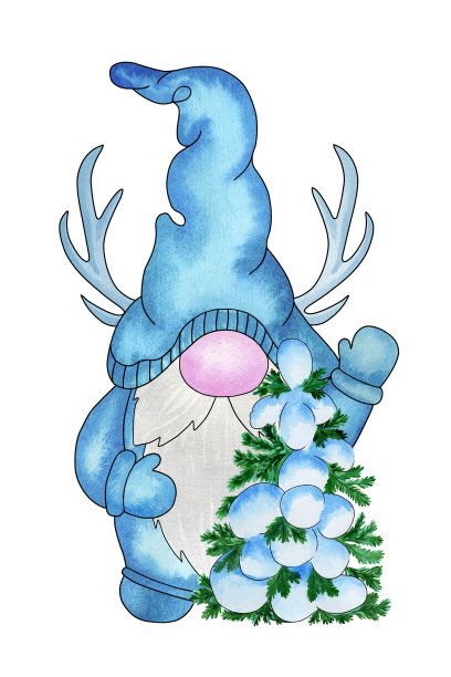 带有鹿角和圣诞树的节日侏儒图片下载