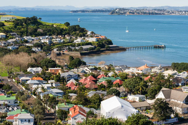 郊区鸟瞰图从鸟巢到海滨。图片下载