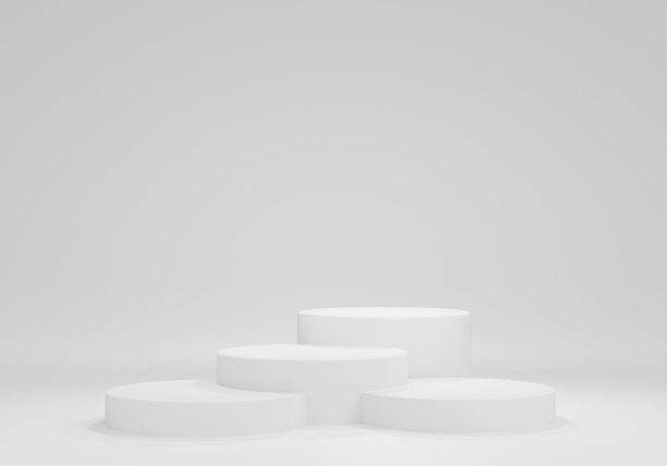 三维渲染裙台现代设计。化妆品展示及展示。图片下载