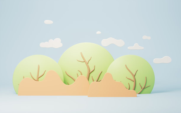 公园场景具有卡通风格，3d渲染。图片下载