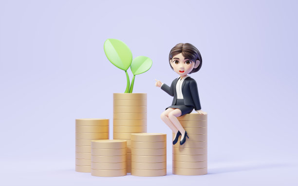 商业女孩与投资和金融概念，3d渲染。图片下载