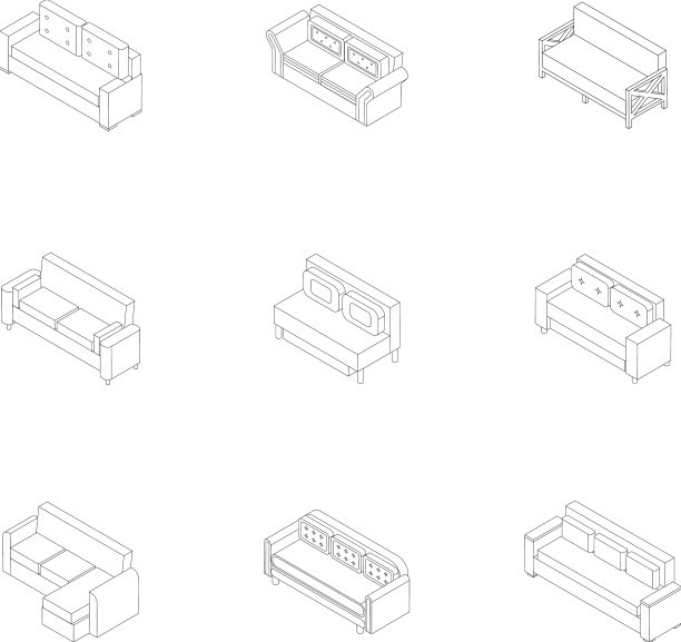 沙发图标套装轮廓图片下载