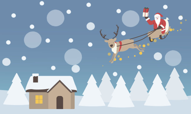 圣诞老人骑驯鹿雪橇图片下载