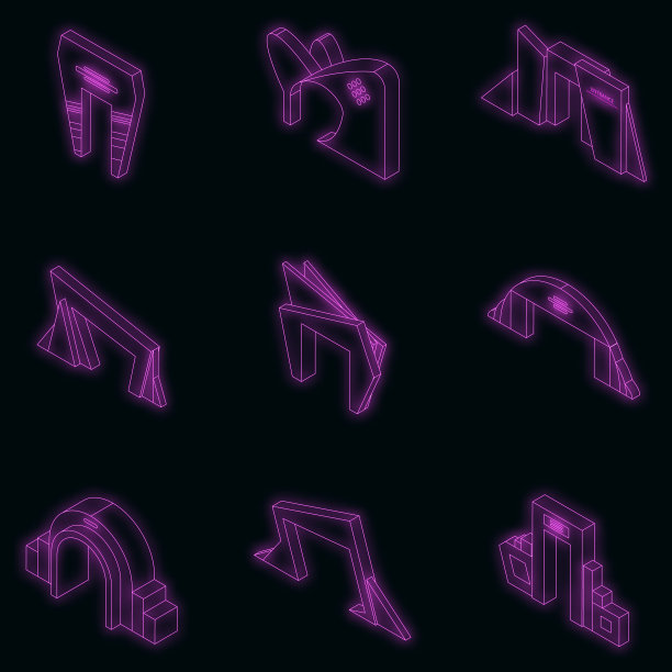 入口拱门图标设置霓虹灯图片下载