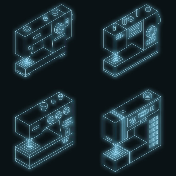 缝纫机图标设置霓虹灯图片下载