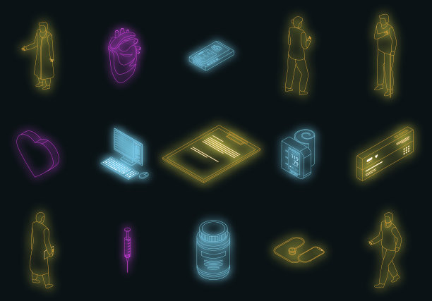 心脏病专家的图标设置了霓虹灯图片下载