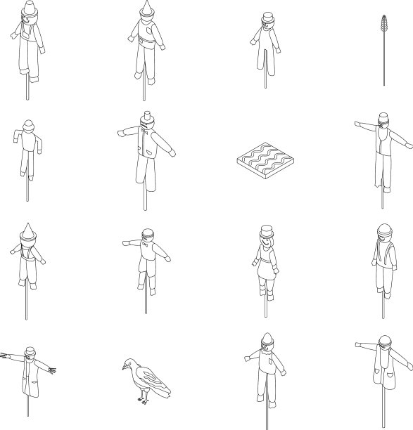 稻草人图标设定轮廓图片下载