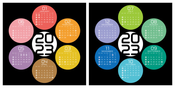 2023年的日历模板。图片下载