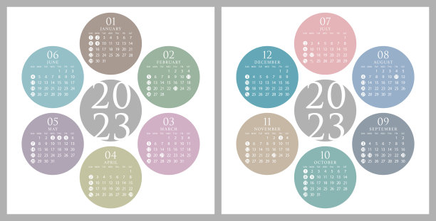 2023年的日历模板。图片下载