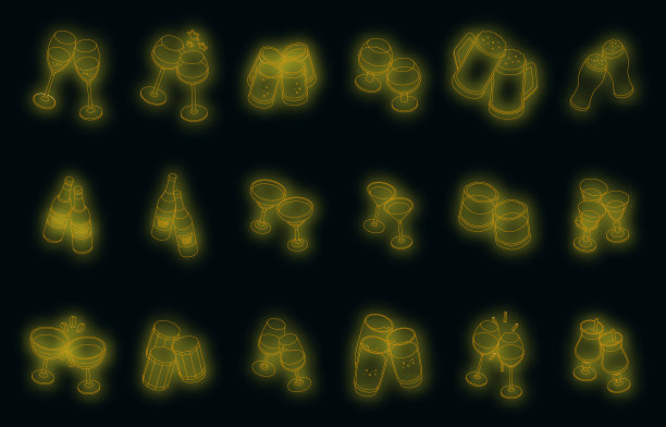 干杯图标设置霓虹灯图片下载