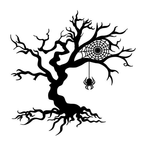 万圣节树的轮廓。图片下载