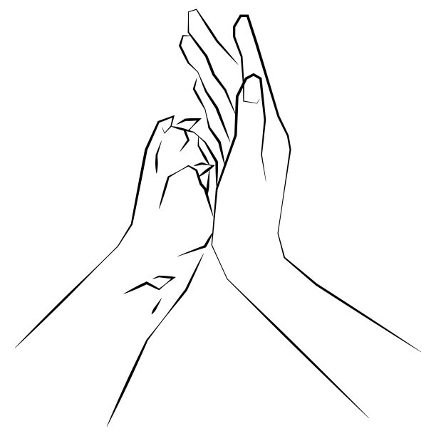 女人的手和狗的爪子。友谊。用尖角作画。切碎的行图片下载