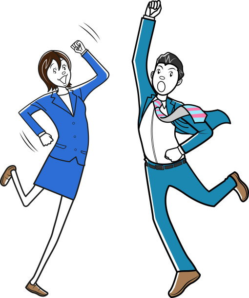 剪贴艺术的商人和女商人在积极的姿态图片下载