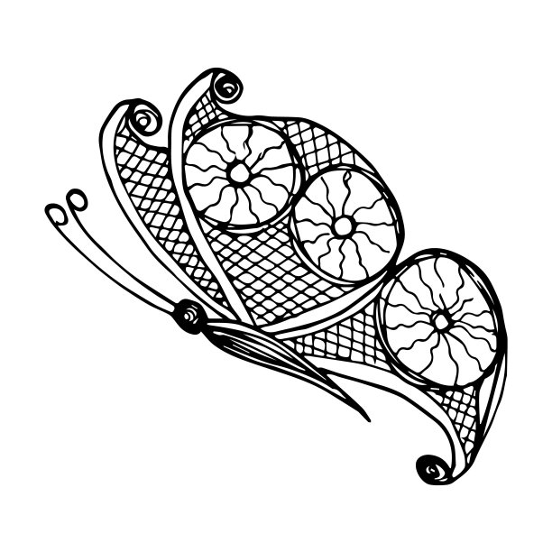 手绘蝴蝶涂鸦元素用于着色，邀请，明信片。图片下载