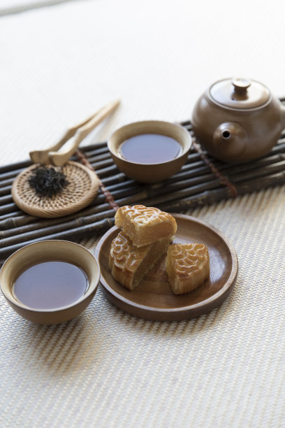 中秋节，一片月饼，茶歇，茶具，中国茶文化图片下载