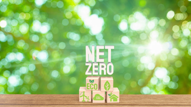 生态图标在木立方体为净零概念3d渲染图片下载