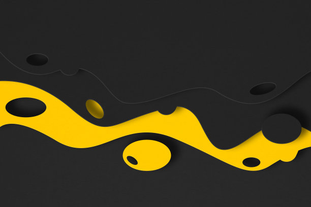 3D插图抽象背景和黄色和黑色的剪纸形状，设计布局的商业演示文稿，传单，海报和邀请图片下载