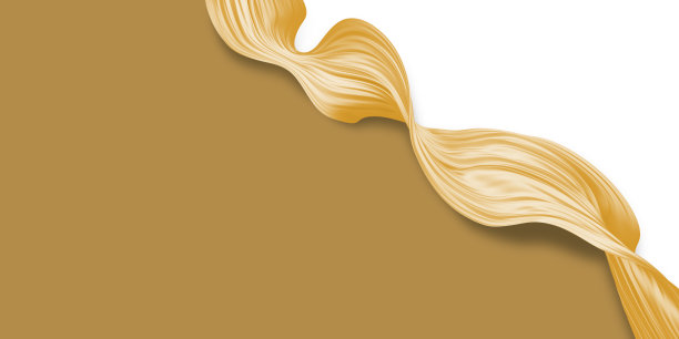 圣诞旗帜设计的金色织物在金色背景与复制空间3D渲染图片下载